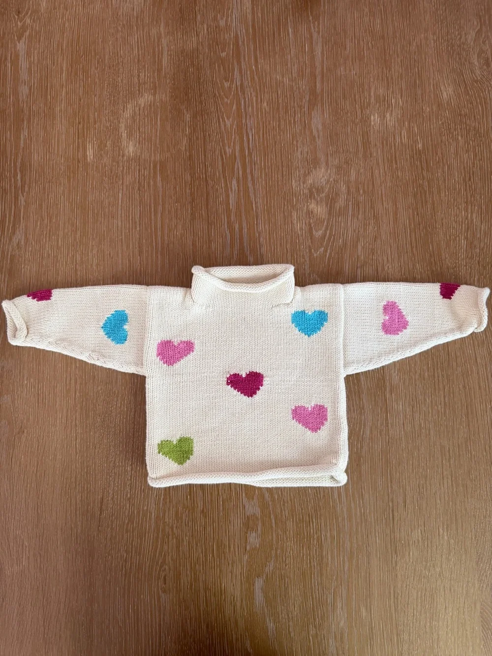 Kids Cream Heart Knit Sweater